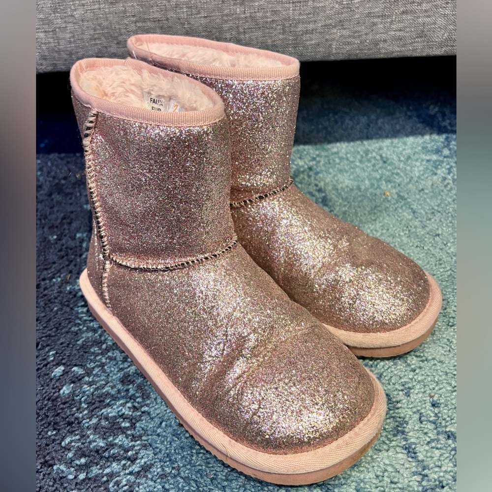 Girls Glittery Pink Boots